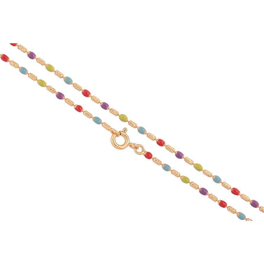 Ланцюжок Xuping колір Позолота 18K "Плетіння Перлина з різнобарвною емаллю" довжина 44см х 2мм фото №1