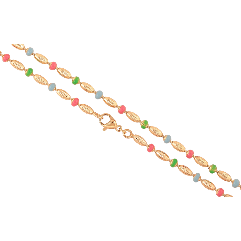 Цепочка Xuping цвет Позолота 18K "Плетение Перлина с разноцветной эмалью" длинна 45см х 3-4мм фото №1