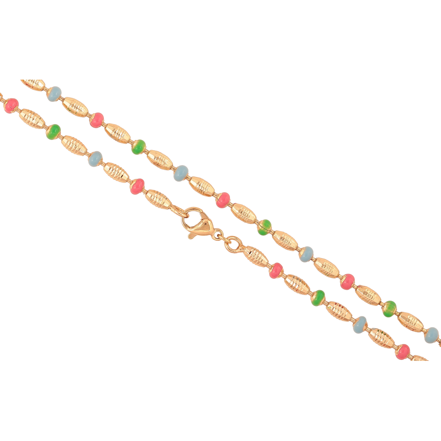 Ланцюжок Xuping колір Позолота 18K "Плетіння Перлина з різнобарвною емаллю" довжина 45см х 3-4мм фото №1 Ланцюжок Xuping колір Позолота 18K "Плетіння Перлина з різнобарвною емаллю" довжина 45см х 3-4мм фото №1