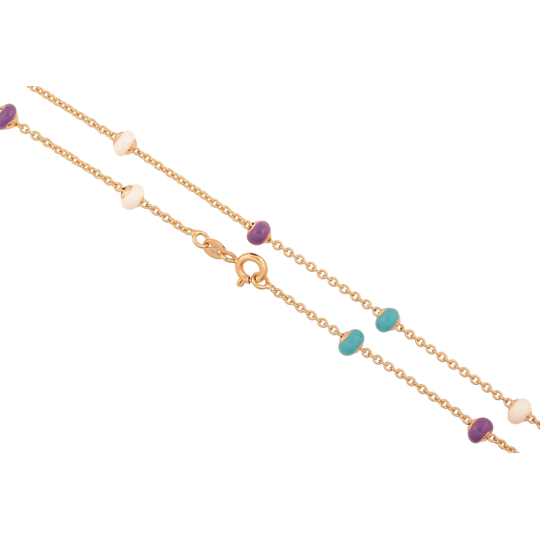 Цепочка Xuping цвет Позолота 18K "Плетение Якорное с бусинами цветная эмаль" длинна 44см х 2-5мм фото №1