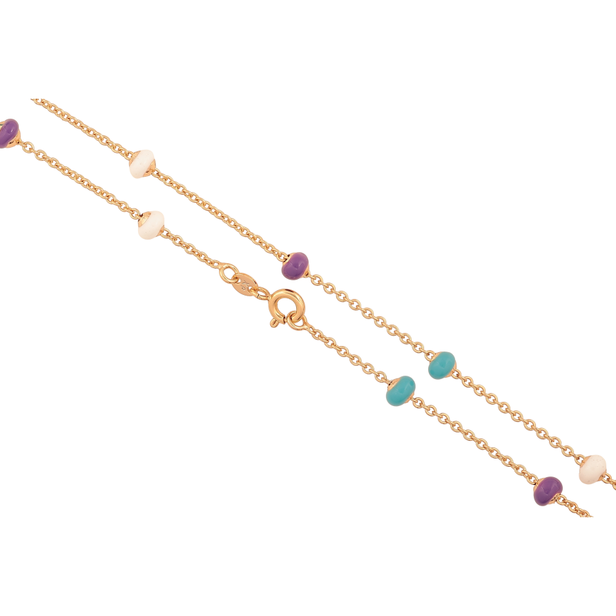 Цепочка Xuping цвет Позолота 18K "Плетение Якорное с бусинами цветная эмаль" длинна 44см х 2-5мм фото №1