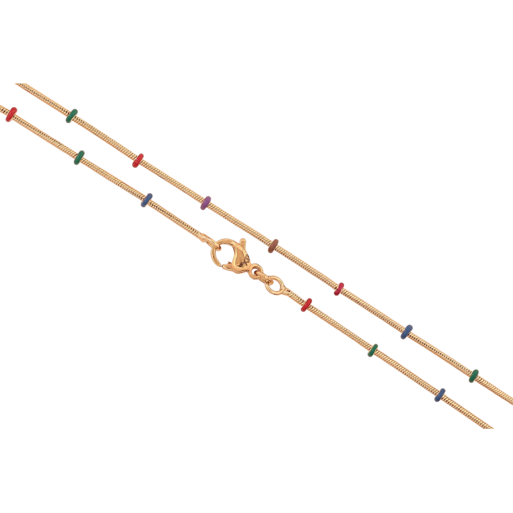 Ланцюжок Xuping колір Позолота 18K "Плетіння Ювелірний шнур з кольоровими намистинами" довжина 45см х 1-2мм фото №9 Ланцюжок Xuping колір Позолота 18K "Плетіння Ювелірний шнур з кольоровими намистинами" довжина 45см х 1-2мм фото №9