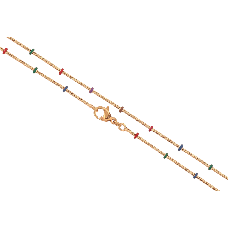 Цепочка Xuping цвет Позолота 18K "Плетение Ювелирный шнур с разноцветными бусинами" длинна 45см х 1-2мм фото №1 Цепочка Xuping цвет Позолота 18K "Плетение Ювелирный шнур с разноцветными бусинами" длинна 45см х 1-2мм фото №1