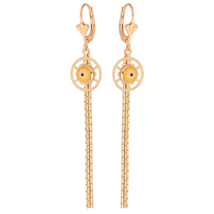 Сережки Xuping M&L колір 18К французький замок "Підвіски з оберегом "Око Фатіми" фото №2 Сережки Xuping M&L колір 18К французький замок "Підвіски з оберегом "Око Фатіми" фото №2