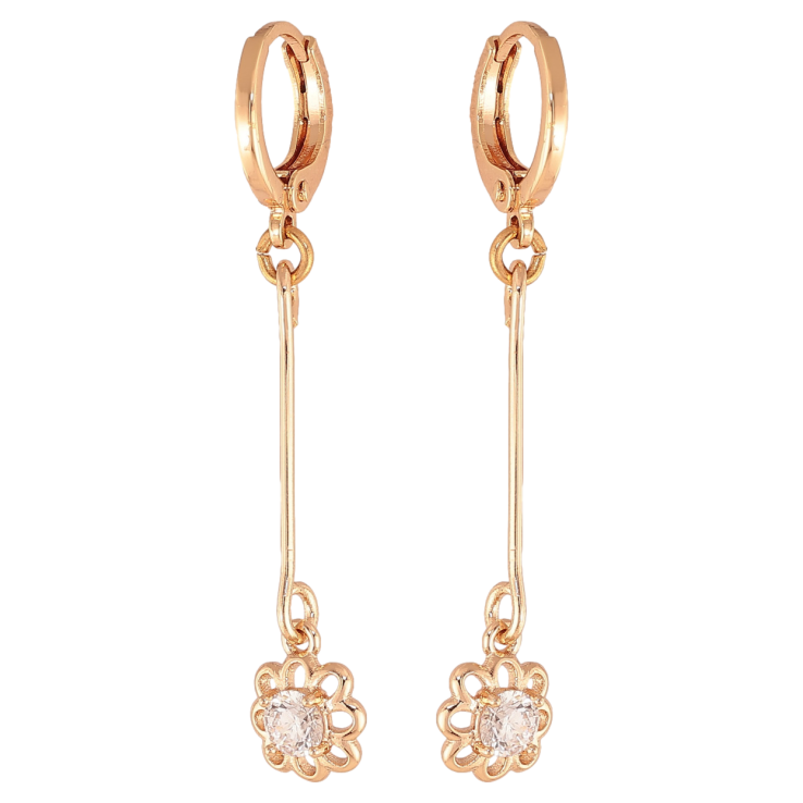 Серьги Xuping M&L цвет 18K подвески на колечках "Цветочки с кристаллами" фото №16