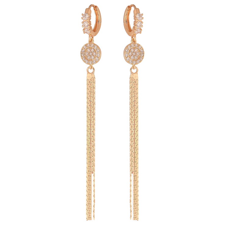 Сережки Xuping M&L колір 18K підвіски на колечках "Візерунок з кристалами" фото №3