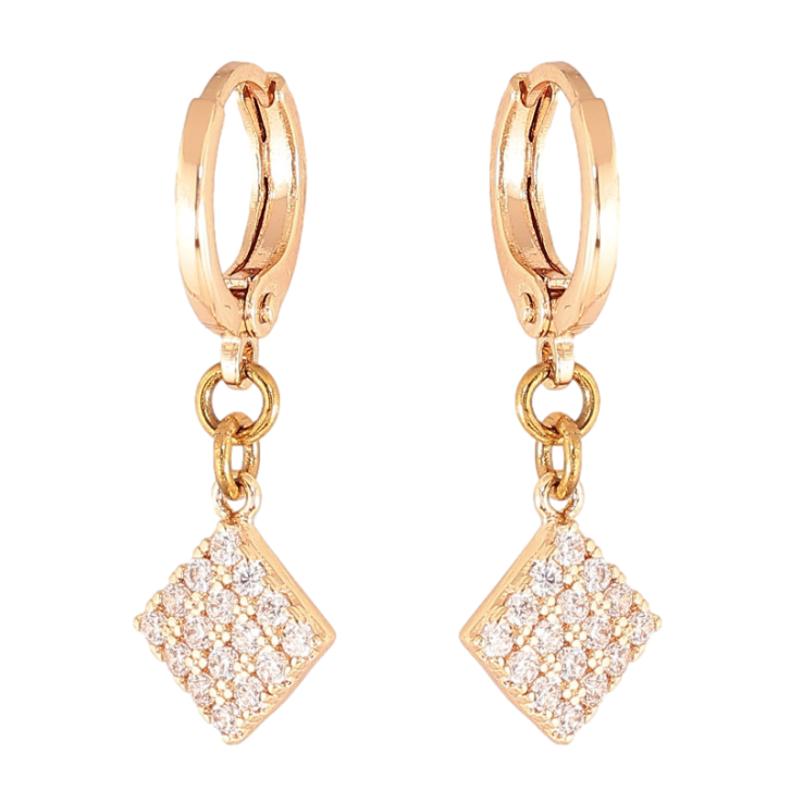 Серьги Xuping M&L цвет 18K подвески на колечках "Ромбы с кристаллами" фото №12