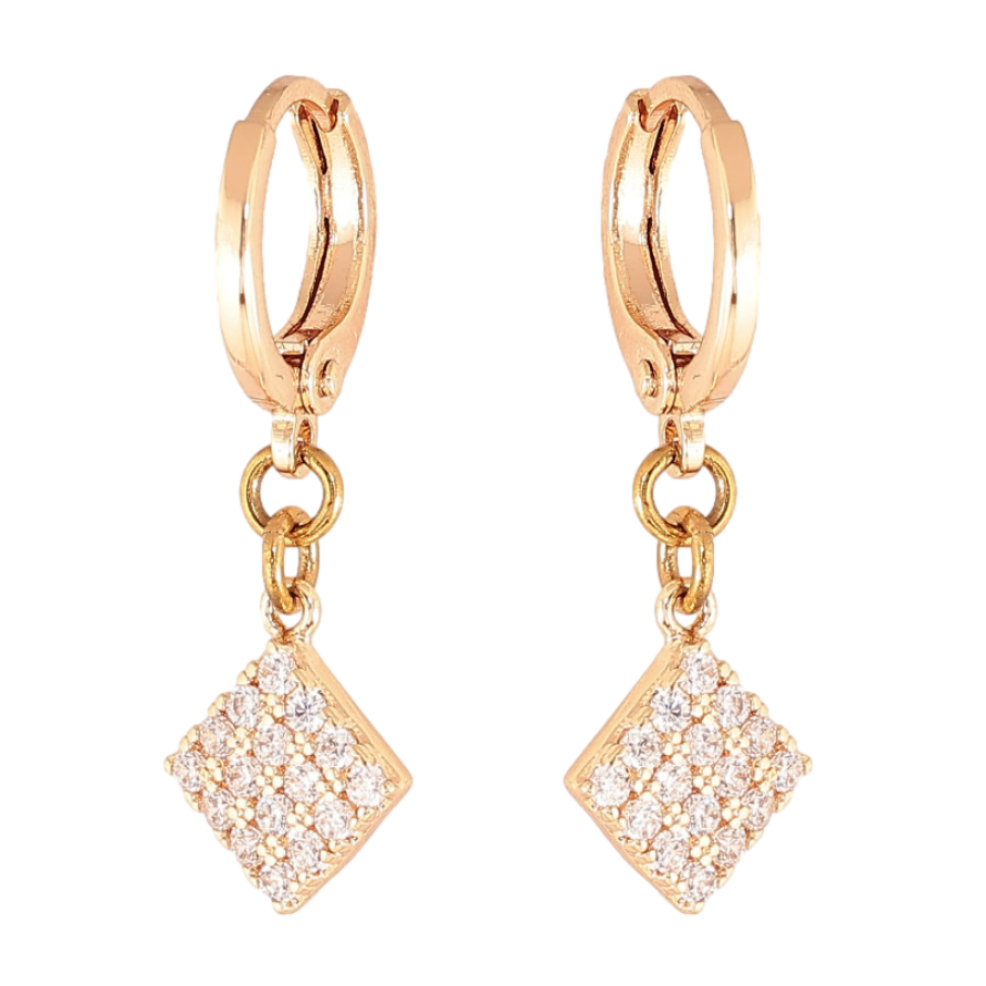 Серьги Xuping M&L цвет 18K подвески на колечках "Ромбы с кристаллами" фото №1 Серьги Xuping M&L цвет 18K подвески на колечках "Ромбы с кристаллами" фото №1