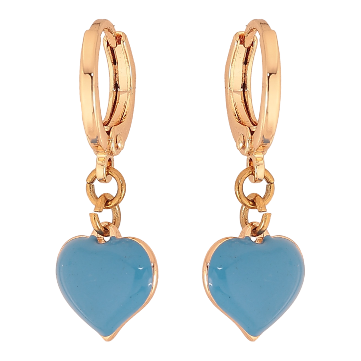 Сережки Xuping M&L колір 18K підвіски на колечках "Сердечки з блакитною емаллю" фото №6 Сережки Xuping M&L колір 18K підвіски на колечках "Сердечки з блакитною емаллю" фото №6