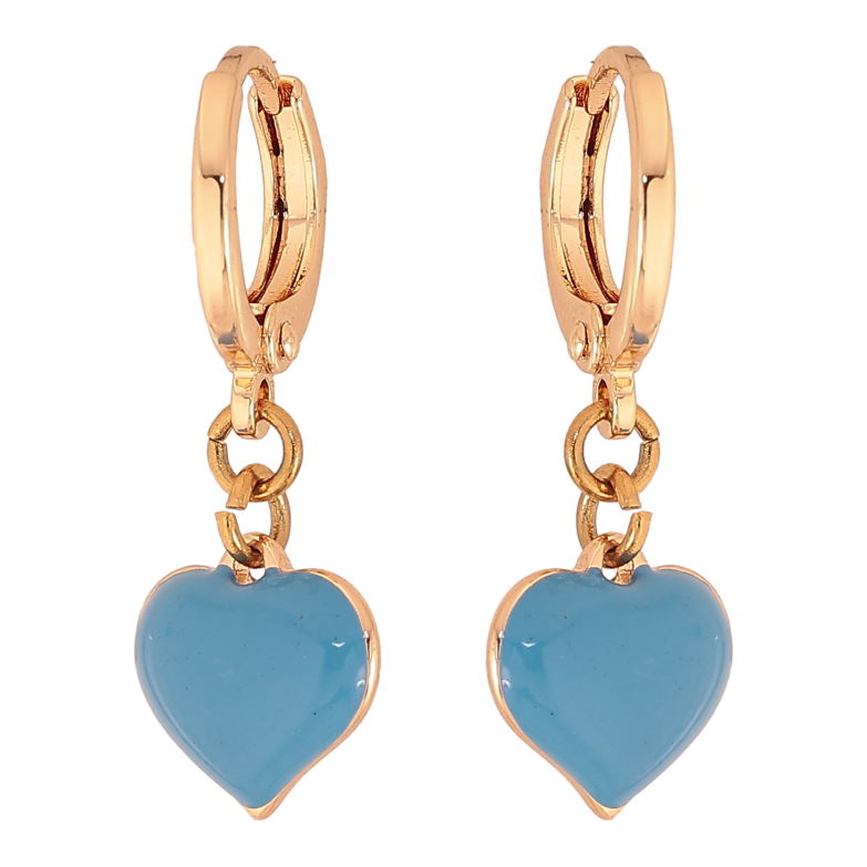 Сережки Xuping M&L колір 18K підвіски на колечках "Сердечки з блакитною емаллю" фото №1 Сережки Xuping M&L колір 18K підвіски на колечках "Сердечки з блакитною емаллю" фото №1