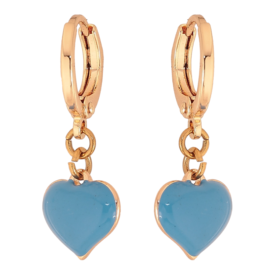 Сережки Xuping M&L колір 18K підвіски на колечках "Сердечки з блакитною емаллю" фото №1 Сережки Xuping M&L колір 18K підвіски на колечках "Сердечки з блакитною емаллю" фото №1