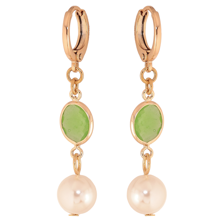 Сережки Xuping M&L колір 18К підвіски на колечках "Перлинні підвіски з салатовими кристалами" фото №17 Сережки Xuping M&L колір 18К підвіски на колечках "Перлинні підвіски з салатовими кристалами" фото №17