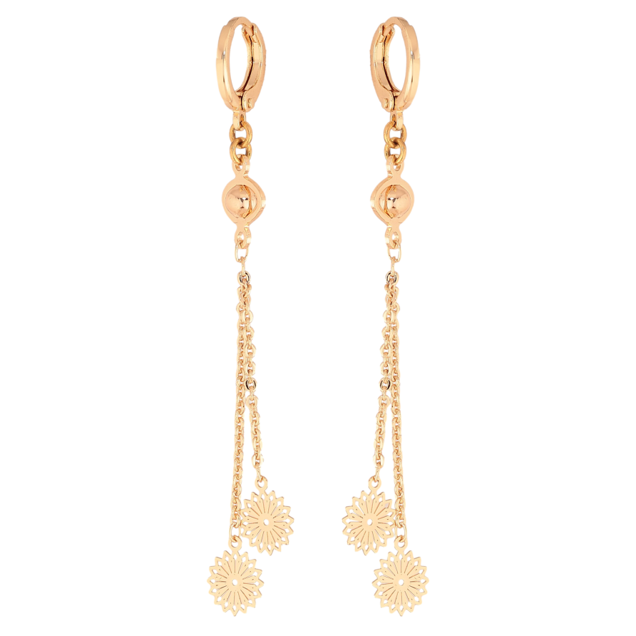 Серьги Xuping M&L цвет 18K подвески на колечках "Цветочные подвески" фото №1