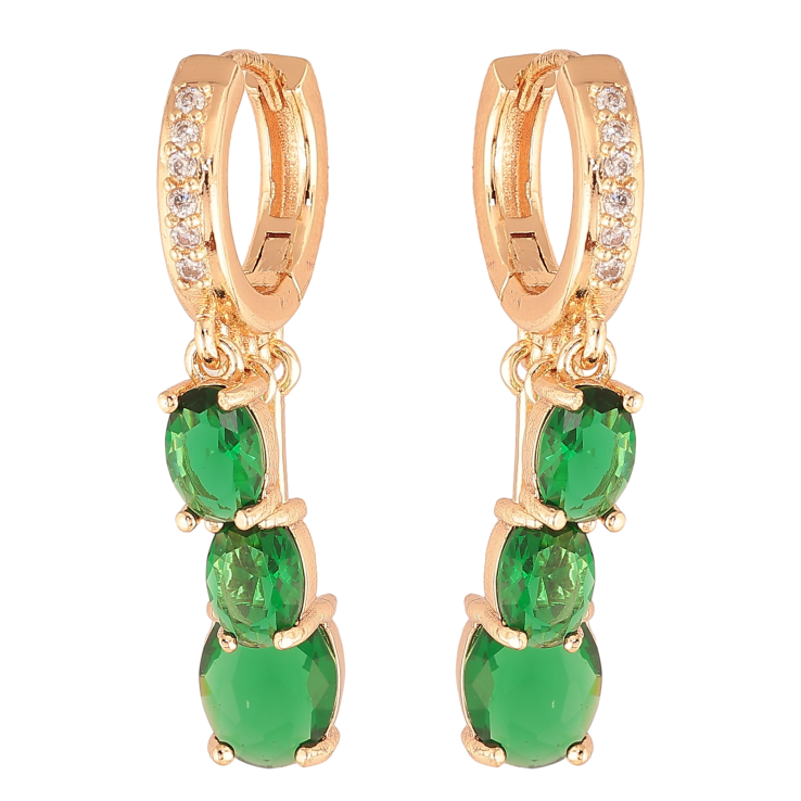 Сережки Xuping M&L колір 18K підвіски на колечках "Підвіски з зеленими кристалами" фото №14 Сережки Xuping M&L колір 18K підвіски на колечках "Підвіски з зеленими кристалами" фото №14