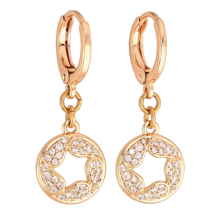 Сережки Xuping M&L колір 18K підвіски на колечках "Візерунок зірки з кристалами" фото №21 Сережки Xuping M&L колір 18K підвіски на колечках "Візерунок зірки з кристалами" фото №21