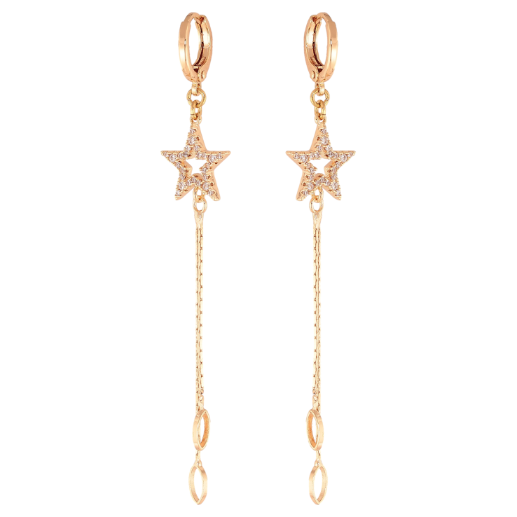 Серьги Xuping M&L цвет 18K подвески на колечках "Звезды с кристаллами" фото №21