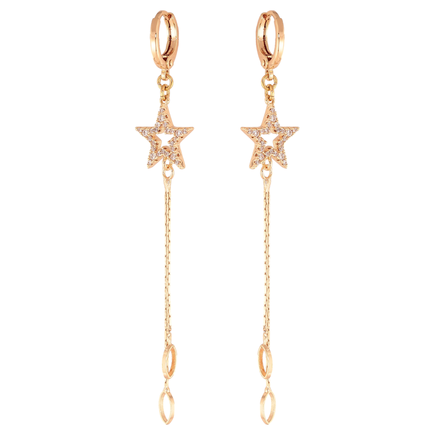 Серьги Xuping M&L цвет 18K подвески на колечках "Звезды с кристаллами" фото №1 Серьги Xuping M&L цвет 18K подвески на колечках "Звезды с кристаллами" фото №1