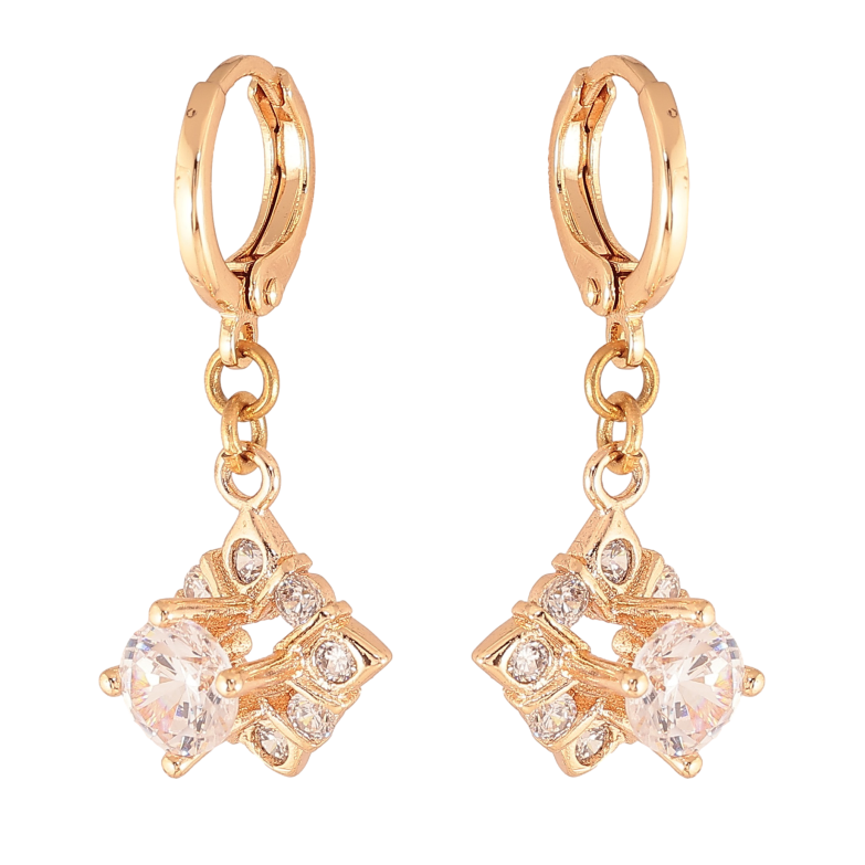 Серьги Xuping M&L цвет 18K подвески на колечках "Ромбовые подвески с кристаллами" фото №1 Серьги Xuping M&L цвет 18K подвески на колечках "Ромбовые подвески с кристаллами" фото №1