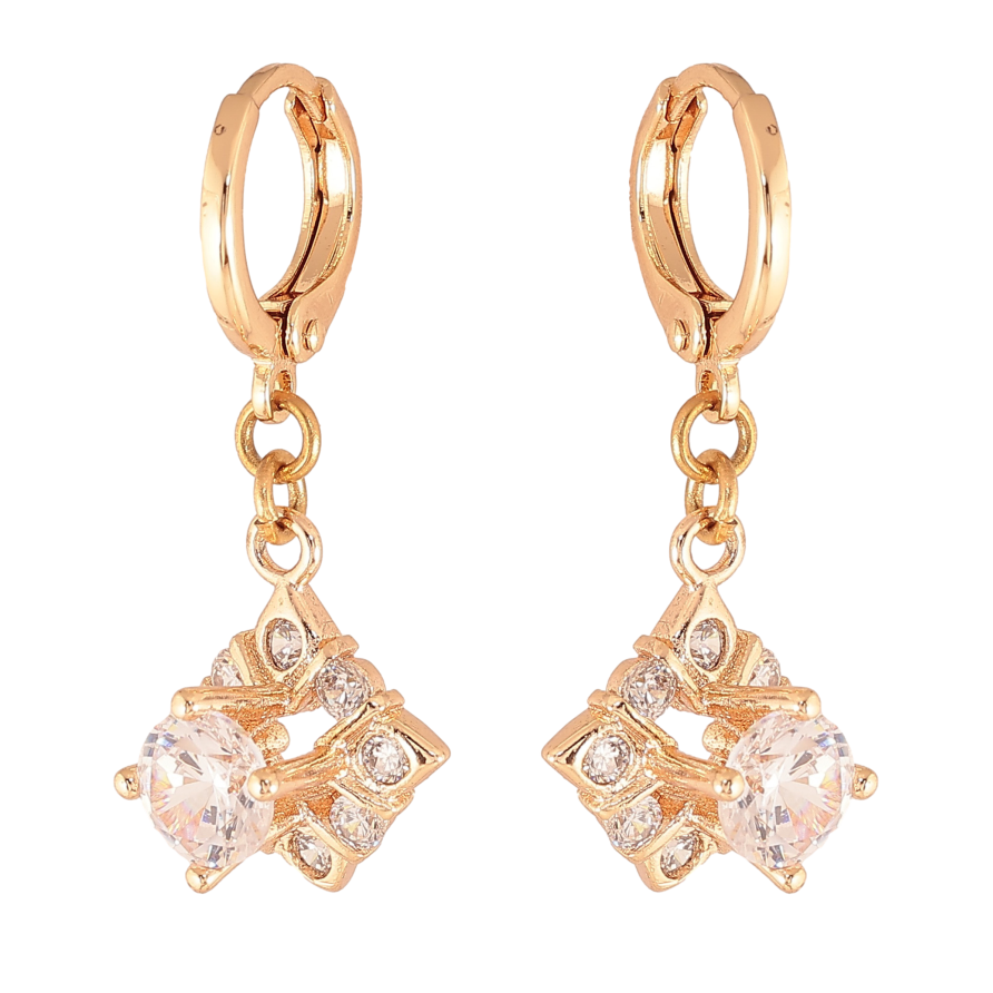 Сережки Xuping M&L колір 18K підвіски на колечках "Ромбові підвіски з кристалами" фото №1 Сережки Xuping M&L колір 18K підвіски на колечках "Ромбові підвіски з кристалами" фото №1