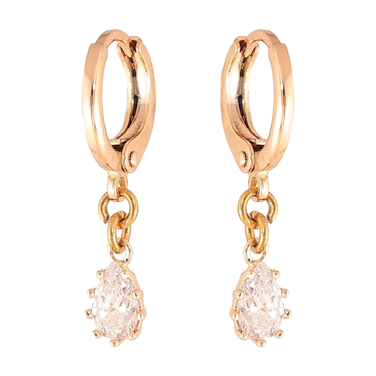 Серьги Xuping M&L цвет 18K подвески на колечках "Кристальные капельки" фото №14