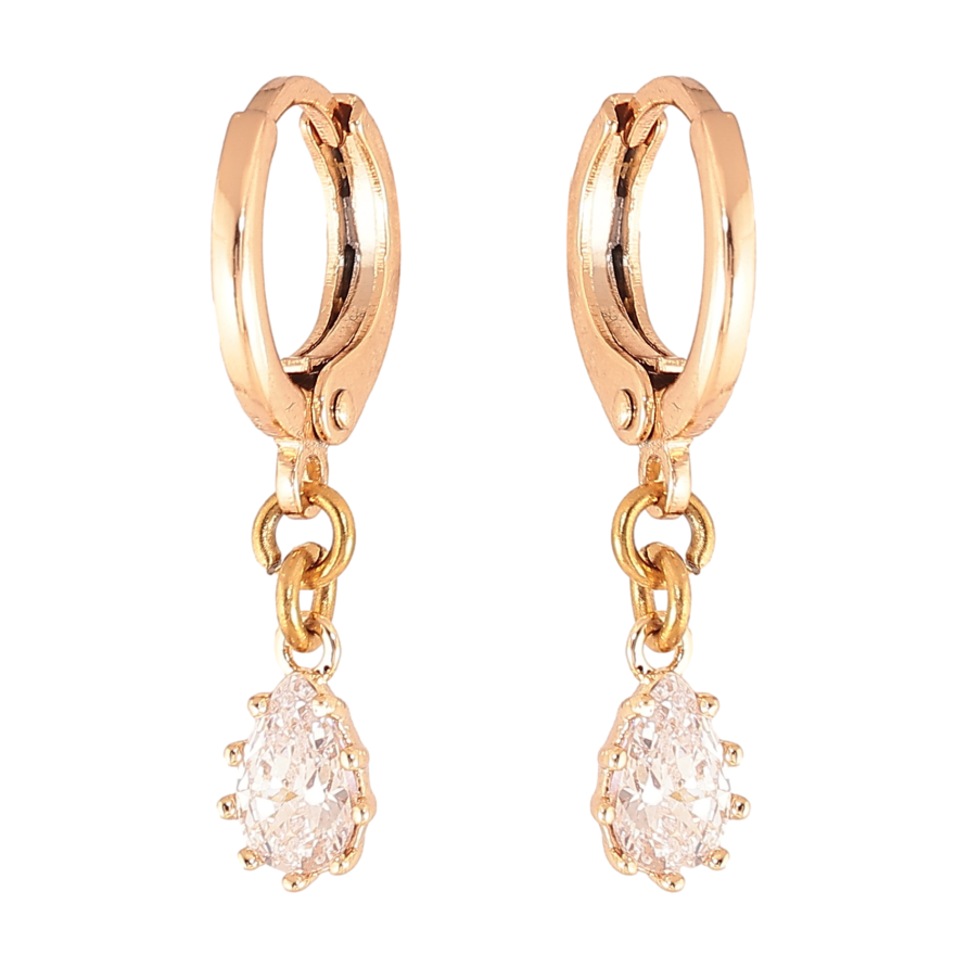 Серьги Xuping M&L цвет 18K подвески на колечках "Кристальные капельки" фото №1