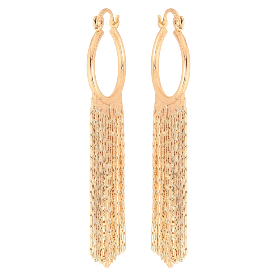 Сережки Xuping M&L колір 18K замок-шпилька "Кільця з підвісками ланцюжками" фото №1 Сережки Xuping M&L колір 18K замок-шпилька "Кільця з підвісками ланцюжками" фото №1