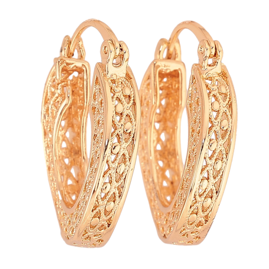 Сережки Xuping M&L колір 18K замок-шпилька "Декоративний візерунок" ø  ø 2.2см фото №1