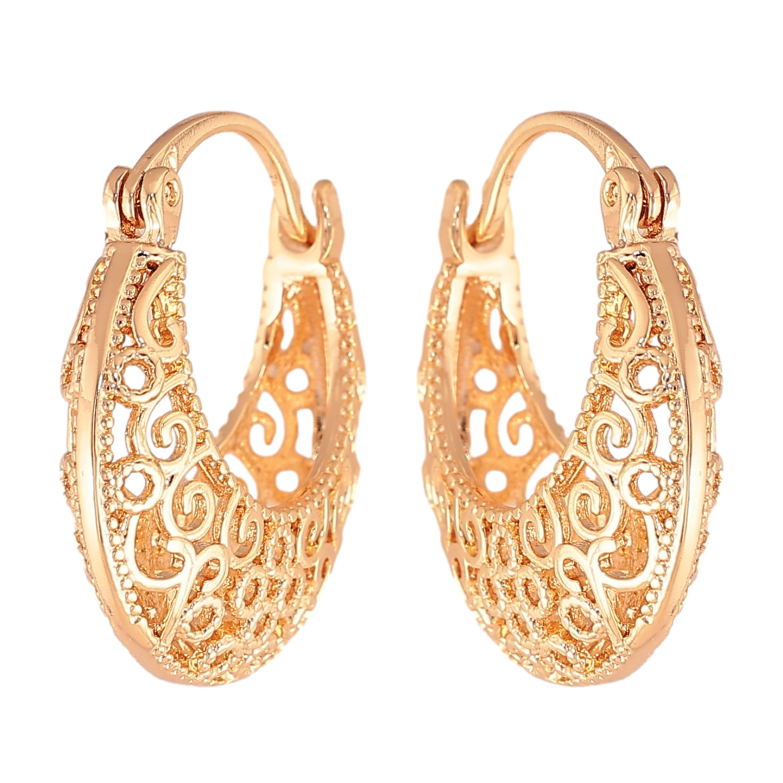 Серьги Xuping M&L цвет 18K замок-булавка "Декоративный узор" ø 2см фото №1