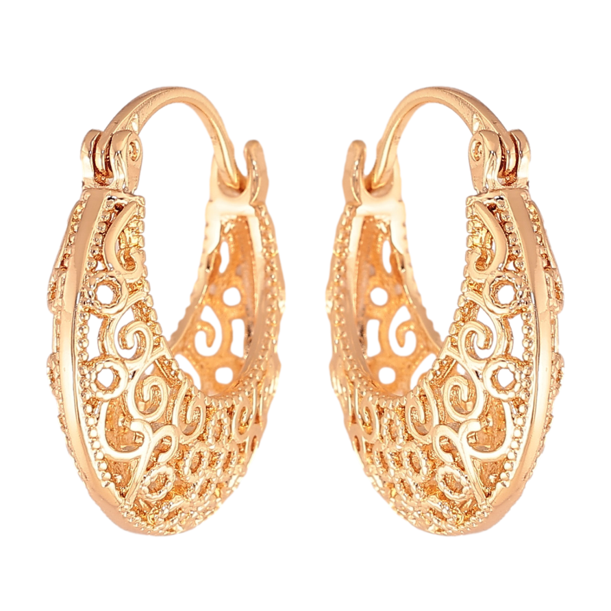 Сережки Xuping M&L колір 18K замок-шпилька "Декоративний візерунок" ø 2см фото №1