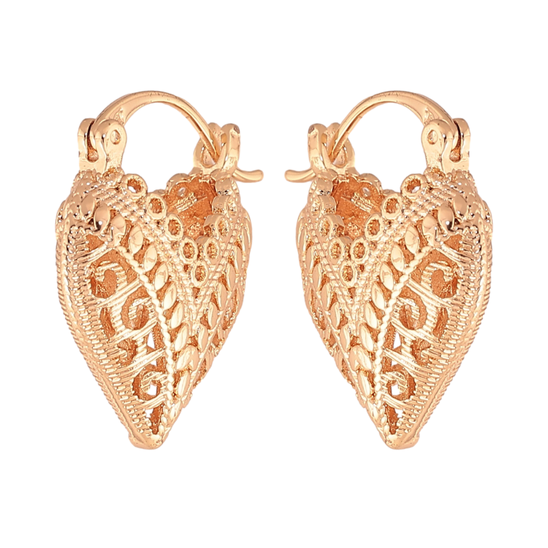 Сережки Xuping M&L колір 18K замок-шпилька "Декоративні сердечка" фото №1 Сережки Xuping M&L колір 18K замок-шпилька "Декоративні сердечка" фото №1