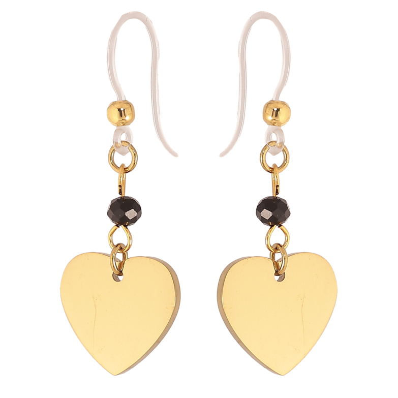 Серьги Xuping TTM Stainless Steel цвет 14К французский замок "Сердечки" на силиконовой дужке фото №1