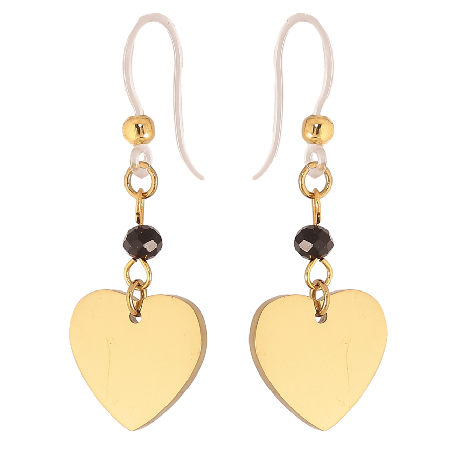 Сережки Xuping TTM Stainless Steel колір 14К французький замок "Сердечки" на силіконовій дужці фото №1