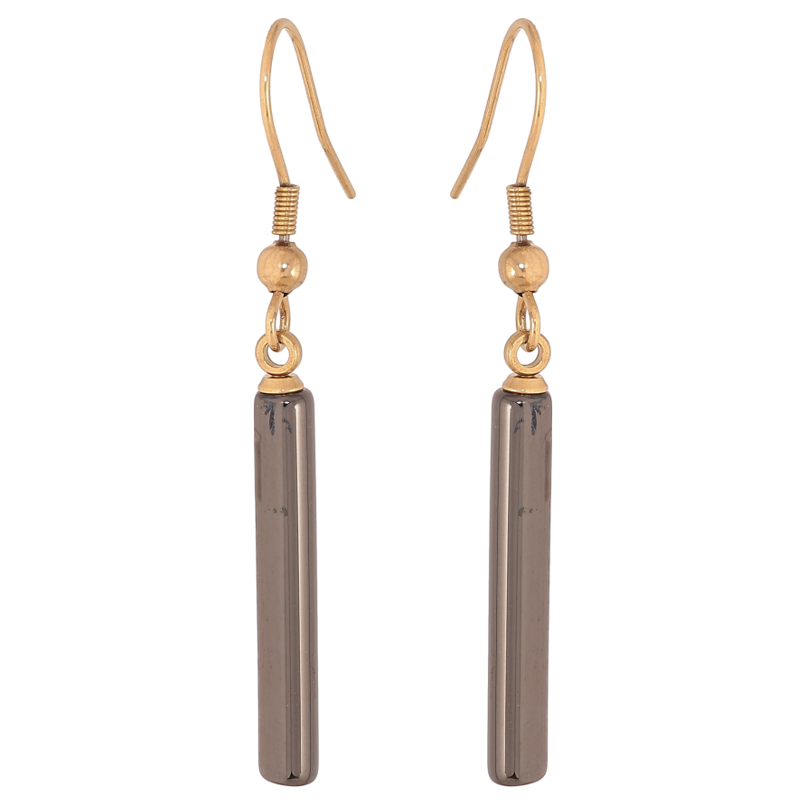 Сережки Xuping TTM Stainless Steel колір 14К французький замок "Чорні керамічні підвіски фото №1