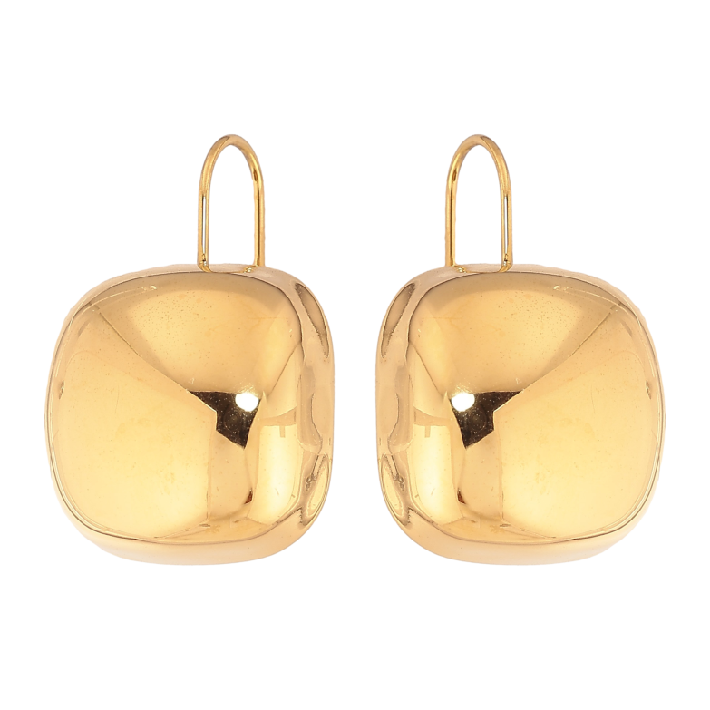 Сережки Xuping TTM Stainless Steel колір 14К французький замок "Об'ємні квадрати" фото №1