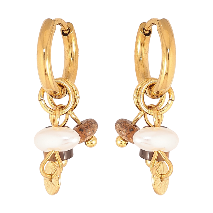 Сережки Xuping TTM Stainless Steel колір 14К підвіски на колечках "Підвіски з намистин" 2 в 1 фото №5 Сережки Xuping TTM Stainless Steel колір 14К підвіски на колечках "Підвіски з намистин" 2 в 1 фото №5