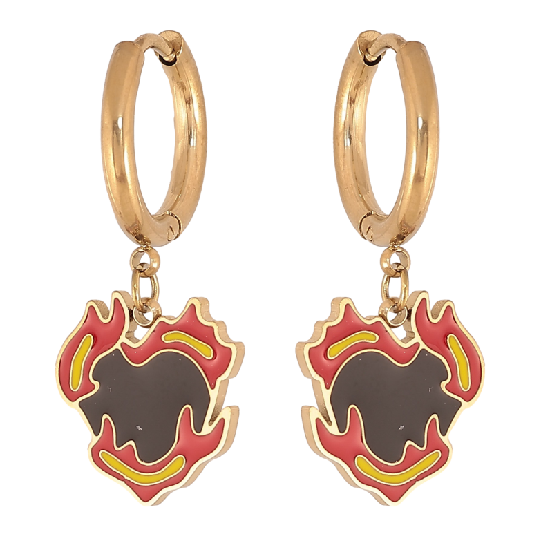 Серьги Xuping TTM Stainless Steel цвет 14К подвески на колечках "Пламенное сердце" фото №14