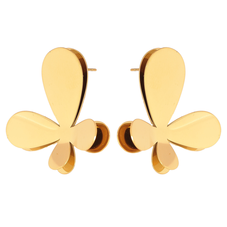 Сережки Xuping TTM Stainless Steel колір 14К пусети "Метелики" фото №12