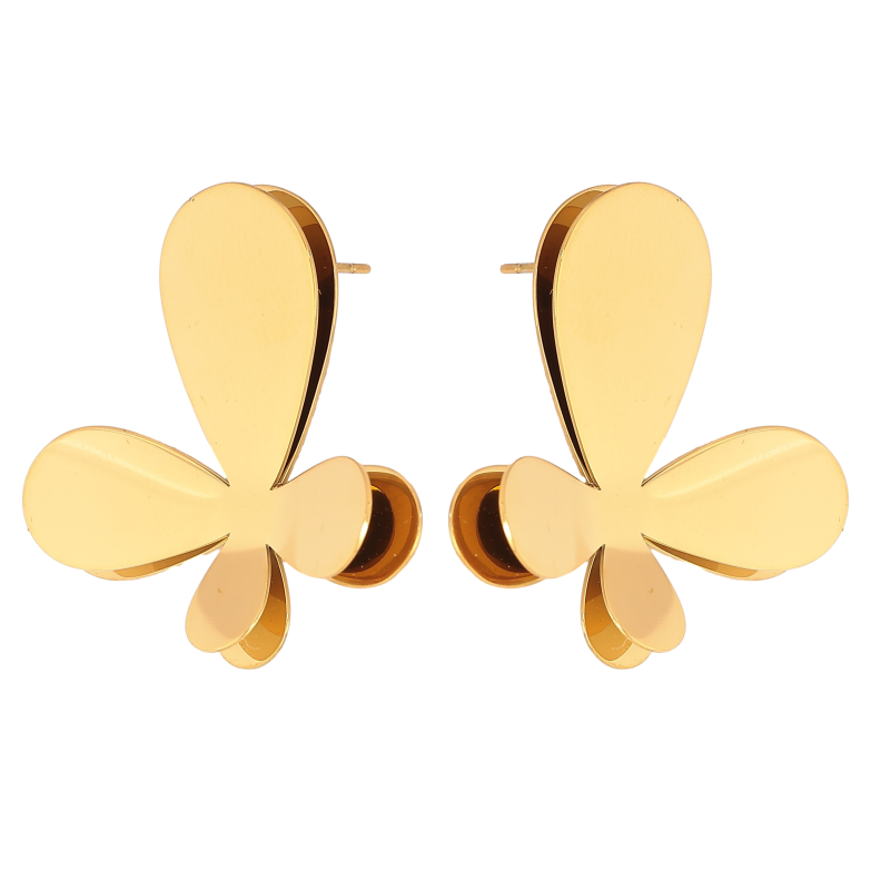 Сережки Xuping TTM Stainless Steel колір 14К пусети "Метелики" фото №7