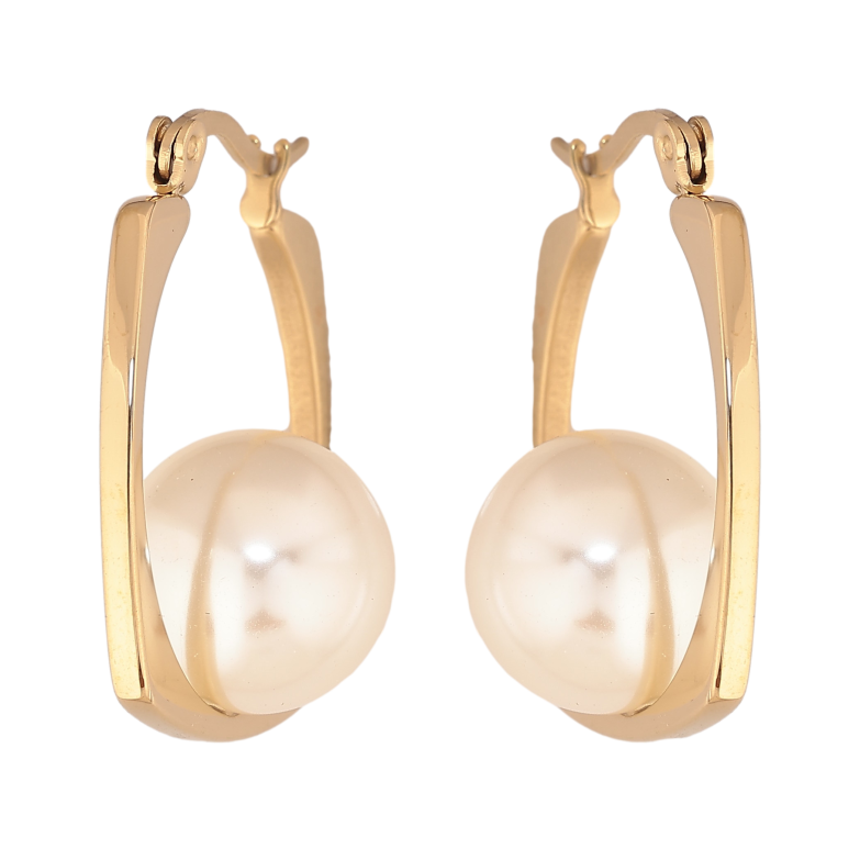 Сережки Xuping TTM Stainless Steel колір 14К замок-шпилька "Кільця з перлинами" 2.5х2.5см фото №18 Сережки Xuping TTM Stainless Steel колір 14К замок-шпилька "Кільця з перлинами" 2.5х2.5см фото №18