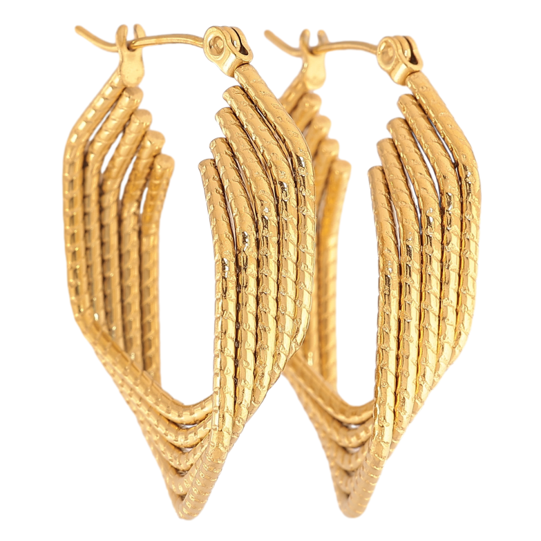 Сережки Xuping TTM Stainless Steel колір 14К замок-шпилька "Декоративний візерунок" фото №13 Сережки Xuping TTM Stainless Steel колір 14К замок-шпилька "Декоративний візерунок" фото №13