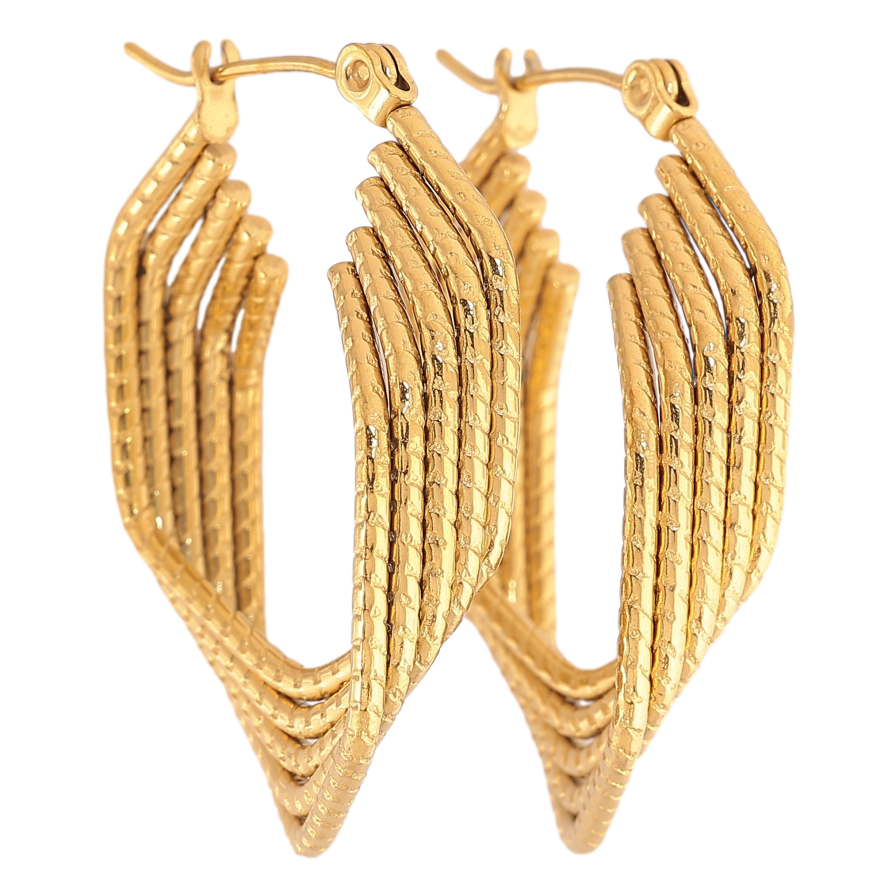 Сережки Xuping TTM Stainless Steel колір 14К замок-шпилька "Декоративний візерунок" фото №1