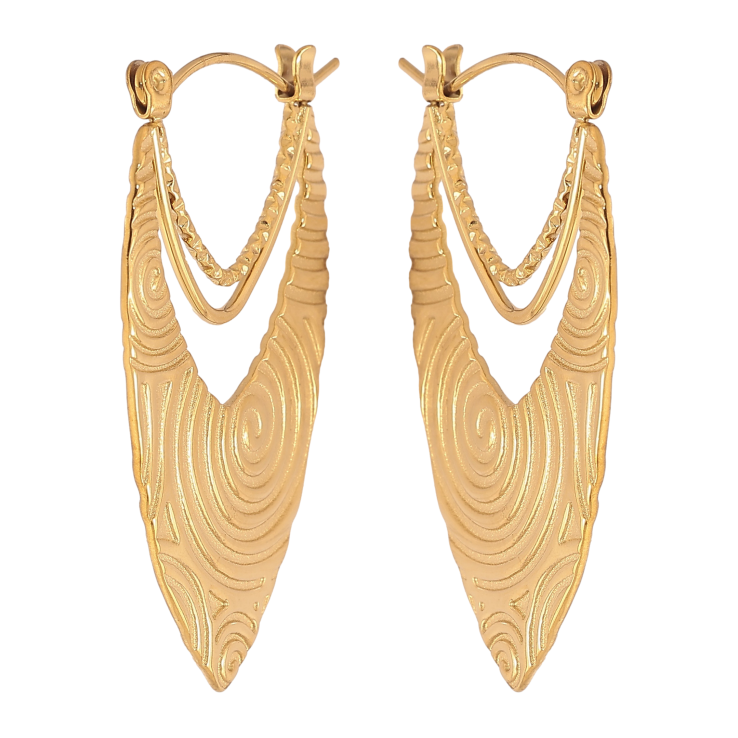 Сережки Xuping TTM Stainless Steel колір 14К замок-шпилька "Декоративний візерунок" фото №11