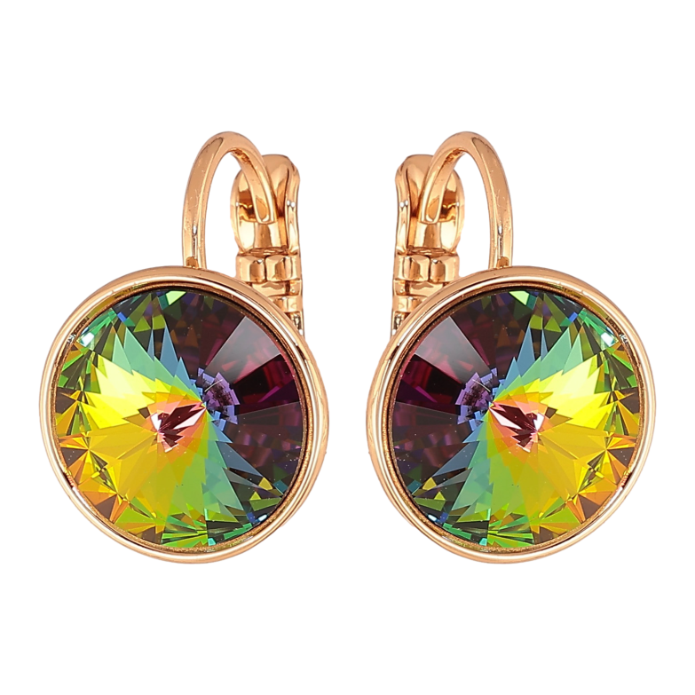 Сережки Xuping колір 18К із кристалами Swarovski французький замок "Кристали  Vitrail Medium" ø 12мм фото №1