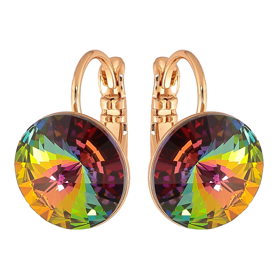 Сережки Xuping колір 18К із кристалами Swarovski французький замок "Кристали Vitrail Medium" ø 12мм фото №1