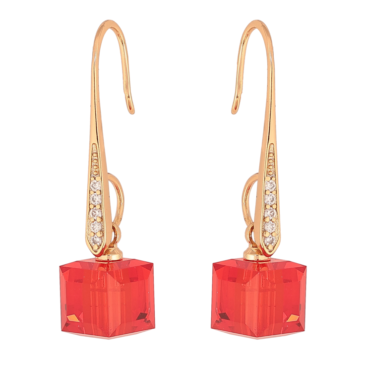 Сережки Xuping колір 18K з кристалами Swarovski французький замок "Кристали Siam" фото №8 Сережки Xuping колір 18K з кристалами Swarovski французький замок "Кристали Siam" фото №8