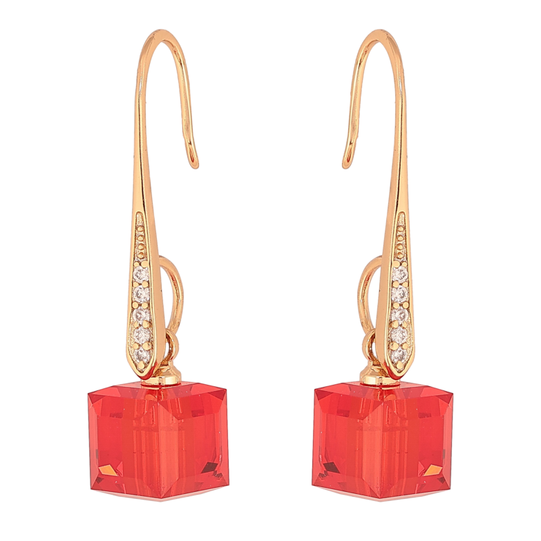 Сережки Xuping колір 18K з кристалами Swarovski французький замок "Кристали Siam" фото №1