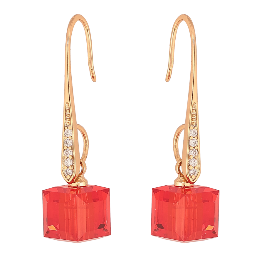 Сережки Xuping колір 18K з кристалами Swarovski французький замок "Кристали Siam" фото №1