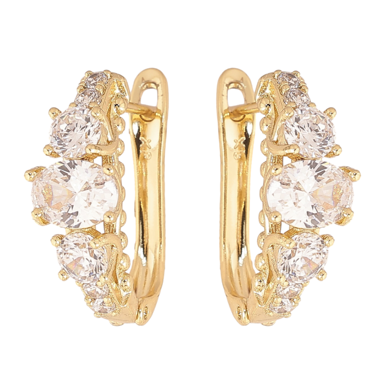 Сережки Xuping колір Позолота 14K англійський замок "Інкрустація кристалами" фото №1