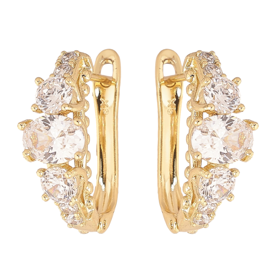 Сережки Xuping колір Позолота 14K англійський замок "Інкрустація кристалами" фото №1