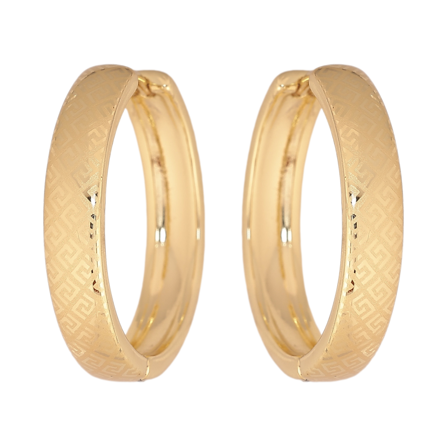 Сережки Xuping колір Позолота 14K колечка "Класика з напиленням, шир. 5мм" ø 2.5см фото №1